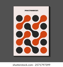 Poster inspired postmodern of vector abstract dynamic symbols with bold geometric shapes, useful for web background, poster art design, magazine front page, hi-tech print, cover artwork