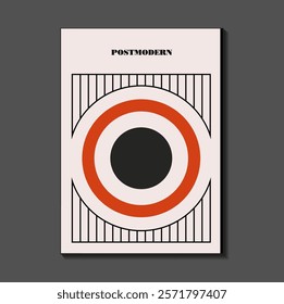 Poster inspired postmodern of vector abstract dynamic symbols with bold geometric shapes, useful for web background, poster art design, magazine front page, hi-tech print, cover artwork