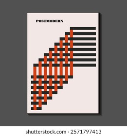 Poster inspired postmodern of vector abstract dynamic symbols with bold geometric shapes, useful for web background, poster art design, magazine front page, hi-tech print, cover artwork