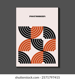 Poster inspired postmodern of vector abstract dynamic symbols with bold geometric shapes, useful for web background, poster art design, magazine front page, hi-tech print, cover artwork