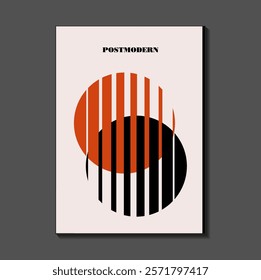 Poster inspired postmodern of vector abstract dynamic symbols with bold geometric shapes, useful for web background, poster art design, magazine front page, hi-tech print, cover artwork