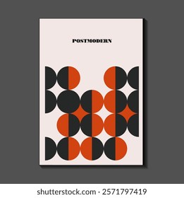 Poster inspired postmodern of vector abstract dynamic symbols with bold geometric shapes, useful for web background, poster art design, magazine front page, hi-tech print, cover artwork