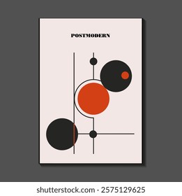 Poster inspired postmodern of vector abstract dynamic symbols with bold geometric shapes, useful for web background, poster art design, magazine front page, hi-tech print, cover artwork