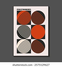 Poster inspired postmodern of vector abstract dynamic symbols with bold geometric shapes, useful for web background, poster art design, magazine front page, hi-tech print, cover artwork