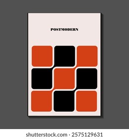 Poster inspired postmodern of vector abstract dynamic symbols with bold geometric shapes, useful for web background, poster art design, magazine front page, hi-tech print, cover artwork