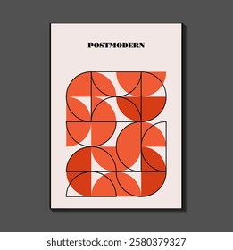 Poster inspired postmodern of vector abstract dynamic symbols with bold geometric shapes, useful for web background, poster art design, magazine front page, hi-tech print, cover artwork