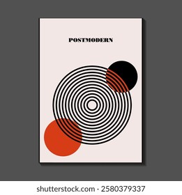Poster inspired postmodern of vector abstract dynamic symbols with bold geometric shapes, useful for web background, poster art design, magazine front page, hi-tech print, cover artwork