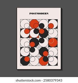 Poster inspired postmodern of vector abstract dynamic symbols with bold geometric shapes, useful for web background, poster art design, magazine front page, hi-tech print, cover artwork