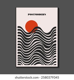 Poster inspired postmodern of vector abstract dynamic symbols with bold geometric shapes, useful for web background, poster art design, magazine front page, hi-tech print, cover artwork