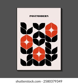 Poster inspired postmodern of vector abstract dynamic symbols with bold geometric shapes, useful for web background, poster art design, magazine front page, hi-tech print, cover artwork