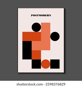 Poster inspired postmodern of vector abstract dynamic symbols with bold geometric shapes, useful for web background, poster art design, magazine front page, hi-tech print, cover artwork.