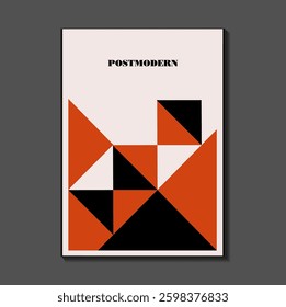 Poster inspired postmodern of vector abstract dynamic symbols with bold geometric shapes, useful for web background, poster art design, magazine front page, hi-tech print, cover artwork.