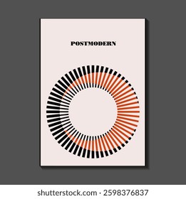 Poster inspired postmodern of vector abstract dynamic symbols with bold geometric shapes, useful for web background, poster art design, magazine front page, hi-tech print, cover artwork.