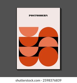 Poster inspired postmodern of vector abstract dynamic symbols with bold geometric shapes, useful for web background, poster art design, magazine front page, hi-tech print, cover artwork.
