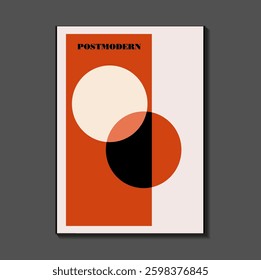 Poster inspired postmodern of vector abstract dynamic symbols with bold geometric shapes, useful for web background, poster art design, magazine front page, hi-tech print, cover artwork.