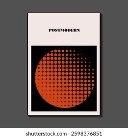 Poster inspired postmodern of vector abstract dynamic symbols with bold geometric shapes, useful for web background, poster art design, magazine front page, hi-tech print, cover artwork.