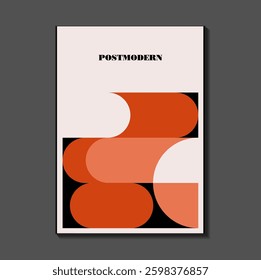 Poster inspired postmodern of vector abstract dynamic symbols with bold geometric shapes, useful for web background, poster art design, magazine front page, hi-tech print, cover artwork.
