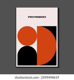 Poster inspired postmodern of vector abstract dynamic symbols with bold geometric shapes, useful for web background, poster art design, magazine front page, hi-tech print, cover artwork.