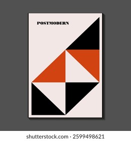 Poster inspired postmodern of vector abstract dynamic symbols with bold geometric shapes, useful for web background, poster art design, magazine front page, hi-tech print, cover artwork.