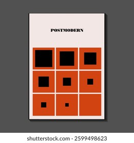Poster inspired postmodern of vector abstract dynamic symbols with bold geometric shapes, useful for web background, poster art design, magazine front page, hi-tech print, cover artwork.
