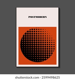 Poster inspired postmodern of vector abstract dynamic symbols with bold geometric shapes, useful for web background, poster art design, magazine front page, hi-tech print, cover artwork.