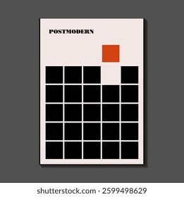 Poster inspired postmodern of vector abstract dynamic symbols with bold geometric shapes, useful for web background, poster art design, magazine front page, hi-tech print, cover artwork.