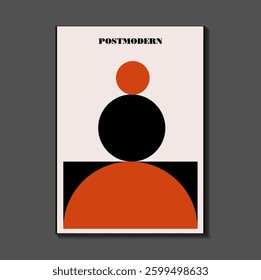 Poster inspired postmodern of vector abstract dynamic symbols with bold geometric shapes, useful for web background, poster art design, magazine front page, hi-tech print, cover artwork.