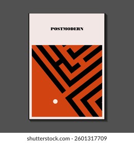 Poster inspired postmodern of vector abstract dynamic symbols with bold geometric shapes, useful for web background, poster art design, magazine front page, hi-tech print, cover artwork.