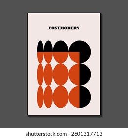 Poster inspired postmodern of vector abstract dynamic symbols with bold geometric shapes, useful for web background, poster art design, magazine front page, hi-tech print, cover artwork.