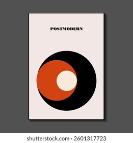 Poster inspired postmodern of vector abstract dynamic symbols with bold geometric shapes, useful for web background, poster art design, magazine front page, hi-tech print, cover artwork.