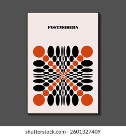 Poster inspired postmodern of vector abstract dynamic symbols with bold geometric shapes, useful for web background, poster art design, magazine front page, hi-tech print, cover artwork.