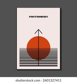Poster inspired postmodern of vector abstract dynamic symbols with bold geometric shapes, useful for web background, poster art design, magazine front page, hi-tech print, cover artwork.