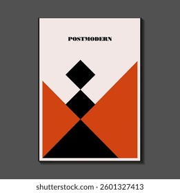 Poster inspired postmodern of vector abstract dynamic symbols with bold geometric shapes, useful for web background, poster art design, magazine front page, hi-tech print, cover artwork.