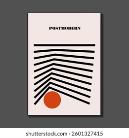Poster inspired postmodern of vector abstract dynamic symbols with bold geometric shapes, useful for web background, poster art design, magazine front page, hi-tech print, cover artwork.