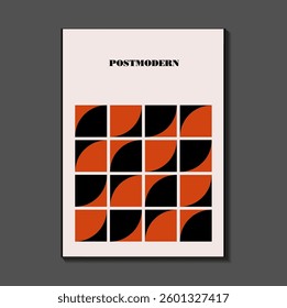 Poster inspired postmodern of vector abstract dynamic symbols with bold geometric shapes, useful for web background, poster art design, magazine front page, hi-tech print, cover artwork.