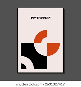 Poster inspired postmodern of vector abstract dynamic symbols with bold geometric shapes, useful for web background, poster art design, magazine front page, hi-tech print, cover artwork.