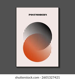 Poster inspired postmodern of vector abstract dynamic symbols with bold geometric shapes, useful for web background, poster art design, magazine front page, hi-tech print, cover artwork.
