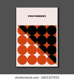 Poster inspired postmodern of vector abstract dynamic symbols with bold geometric shapes, useful for web background, poster art design, magazine front page, hi-tech print, cover artwork.