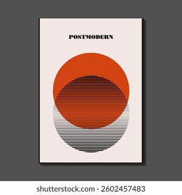 Poster inspired postmodern of vector abstract dynamic symbols with bold geometric shapes, useful for web background, poster art design, magazine front page, hi-tech print, cover artwork.
