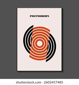 Poster inspired postmodern of vector abstract dynamic symbols with bold geometric shapes, useful for web background, poster art design, magazine front page, hi-tech print, cover artwork.