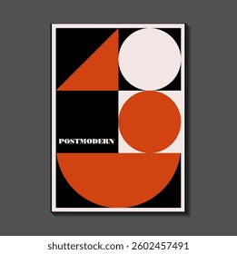 Poster inspired postmodern of vector abstract dynamic symbols with bold geometric shapes, useful for web background, poster art design, magazine front page, hi-tech print, cover artwork.