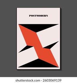 Poster inspired postmodern of vector abstract dynamic symbols with bold geometric shapes, useful for web background, poster art design, magazine front page, hi-tech print, cover artwork.