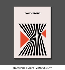 Poster inspired postmodern of vector abstract dynamic symbols with bold geometric shapes, useful for web background, poster art design, magazine front page, hi-tech print, cover artwork.