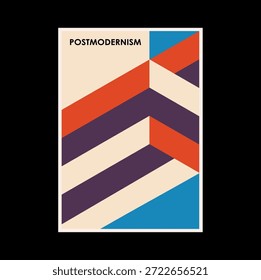 Poster inspired postmodern of vector abstract dynamic symbols with bold geometric shapes, useful for web background, poster art design, magazine front page, hi-tech print, cover artwork.