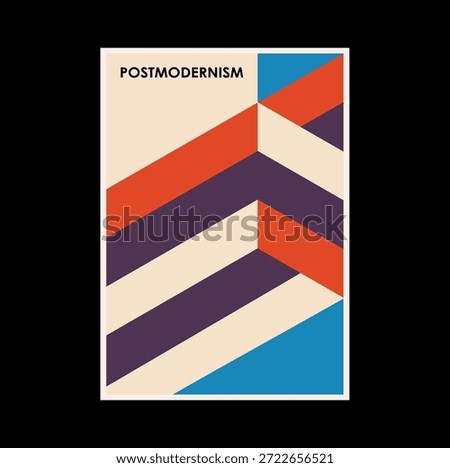 Poster inspired postmodern of vector abstract dynamic symbols with bold geometric shapes, useful for web background, poster art design, magazine front page, hi-tech print, cover artwork.