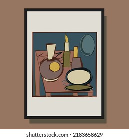 Poster for the interior in the style of Picasso. Minimalism. Cubism. Painting.