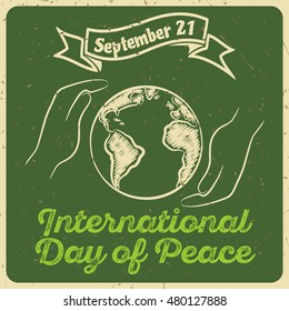 Poster for International Day of Peace  in vintage style.