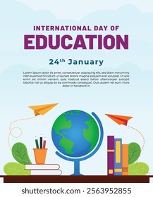 poster for international education day of education with a globe on it