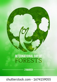 Poster to international forest day with dancing tree. Let's save the trees! Colorful vector illustration