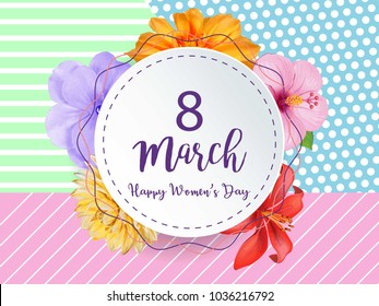 Poster International Happy Women's Day 8 March Floral Greeting card Vector Illustration EPS10